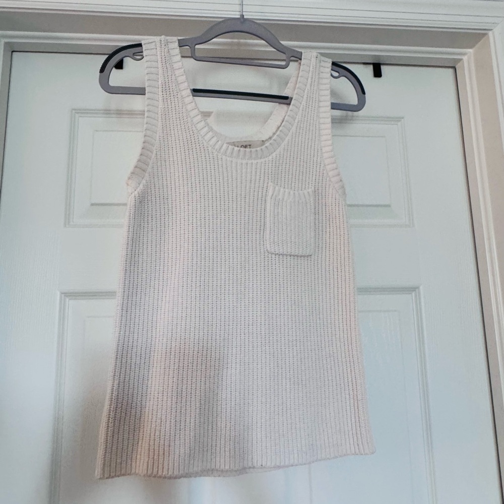 LOFT Cream Ribbed Knit Sweater sz small